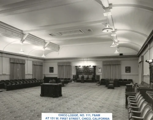 Lodge room 1908-1994 located on the 2nd floor of the Chico Masonic Temple building, built next to (east of) the Jones (colliers) hardware building. Both the 111 and 784 lodges used this lodge room.