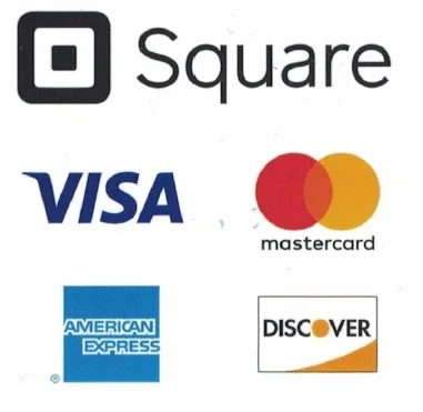 We take any of the following Credit Cards using Square to pay for your event. A standard 3% processing fee applies. Checks and Cash are also welcome.