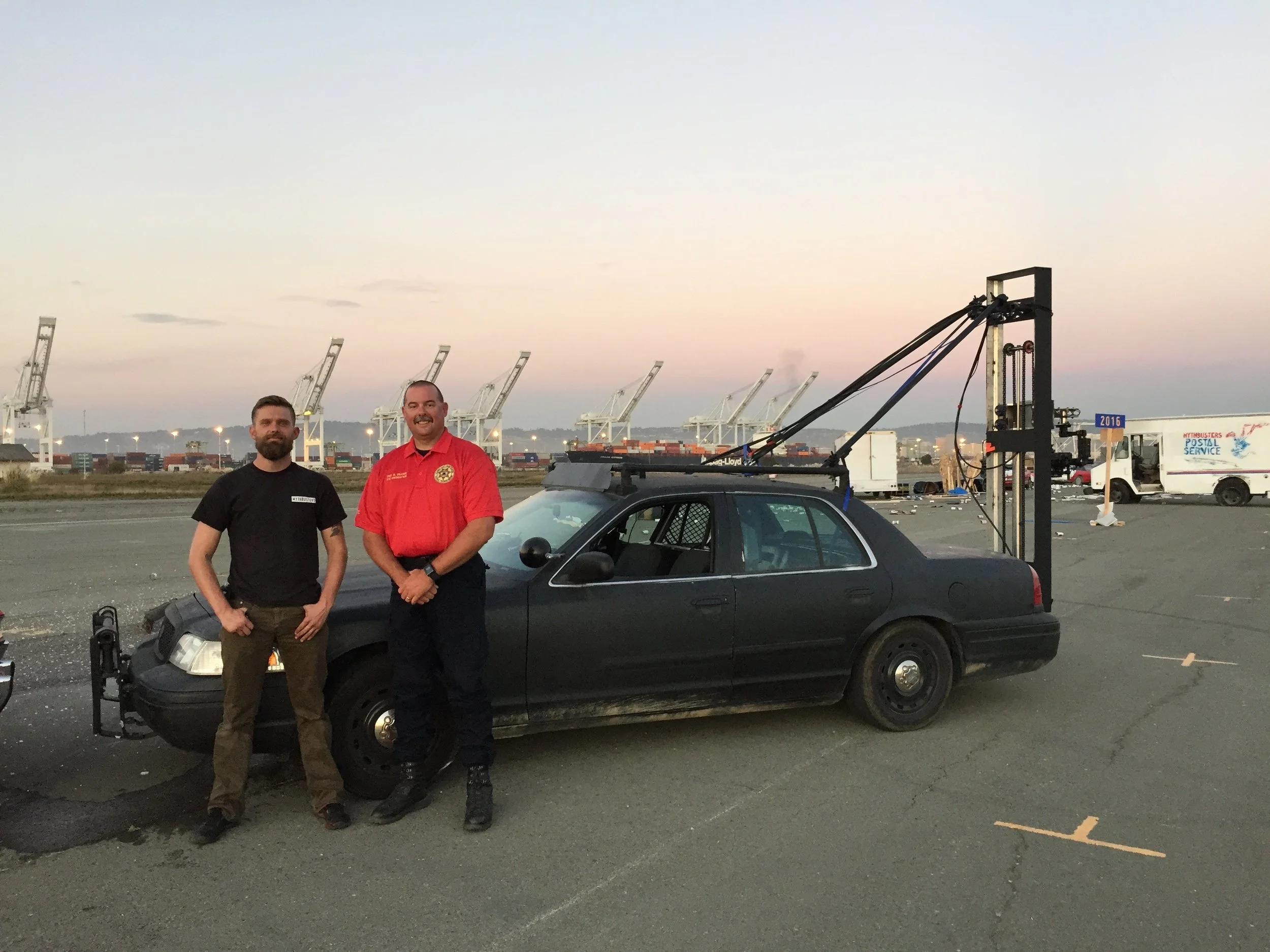 CROWN VIC CAMERA CAR ON SET FOR THE MYTHBUSTERS FAREWELL STUNT