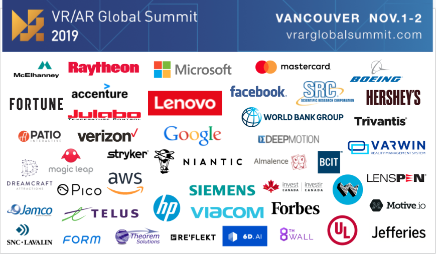 Some of the companies and brands participating at our VR/AR Global Summit - North America. Lots of interest in AR, and immersive interaction design! — VR/AR Association - The VRARA