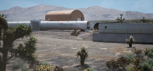 The Virgin Hyperloop One test site simulated in a gaming engine. Photo: VIATechnik