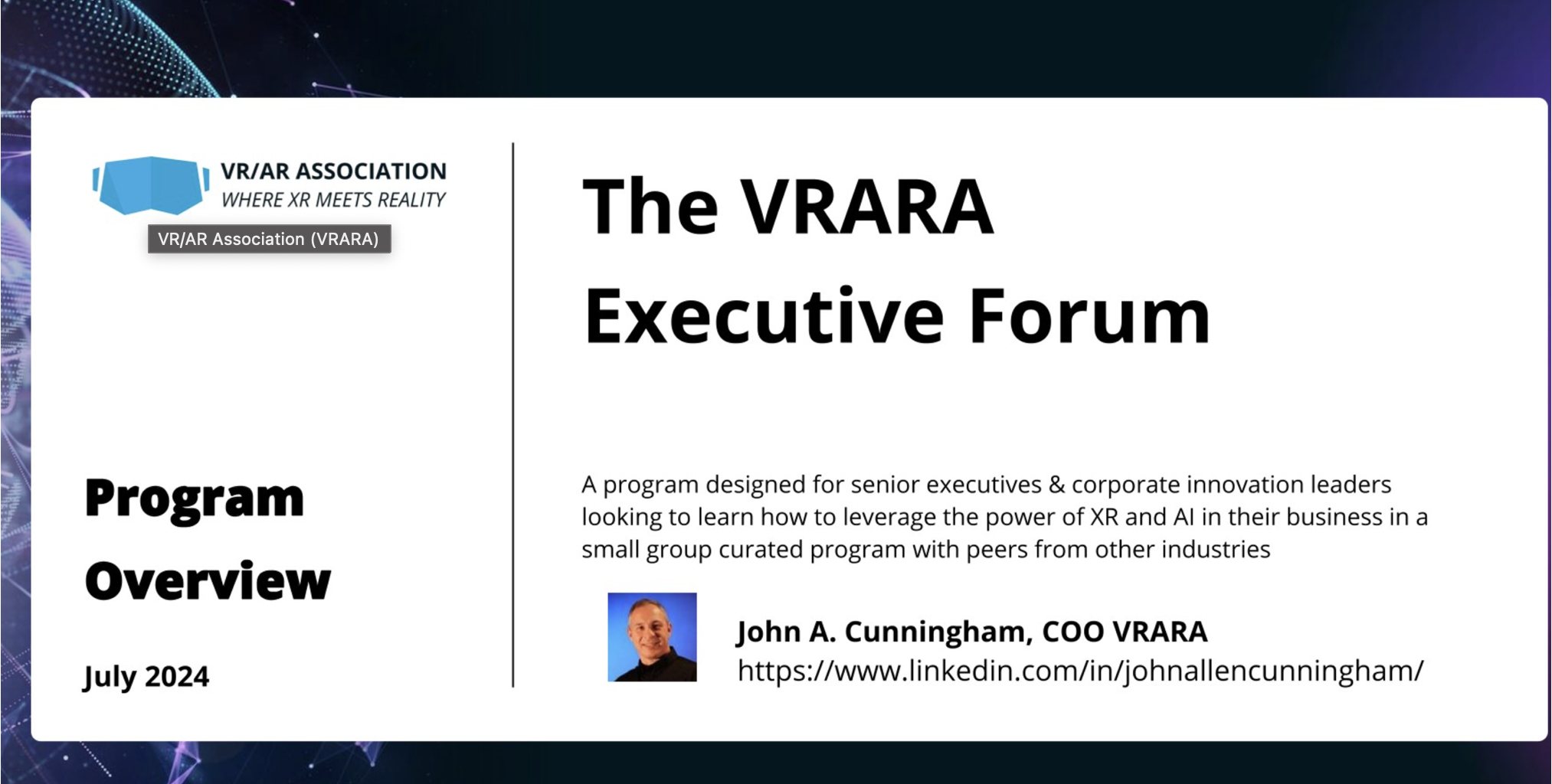 Enrollment for December VRARA Executive Forum Cohort Now Open