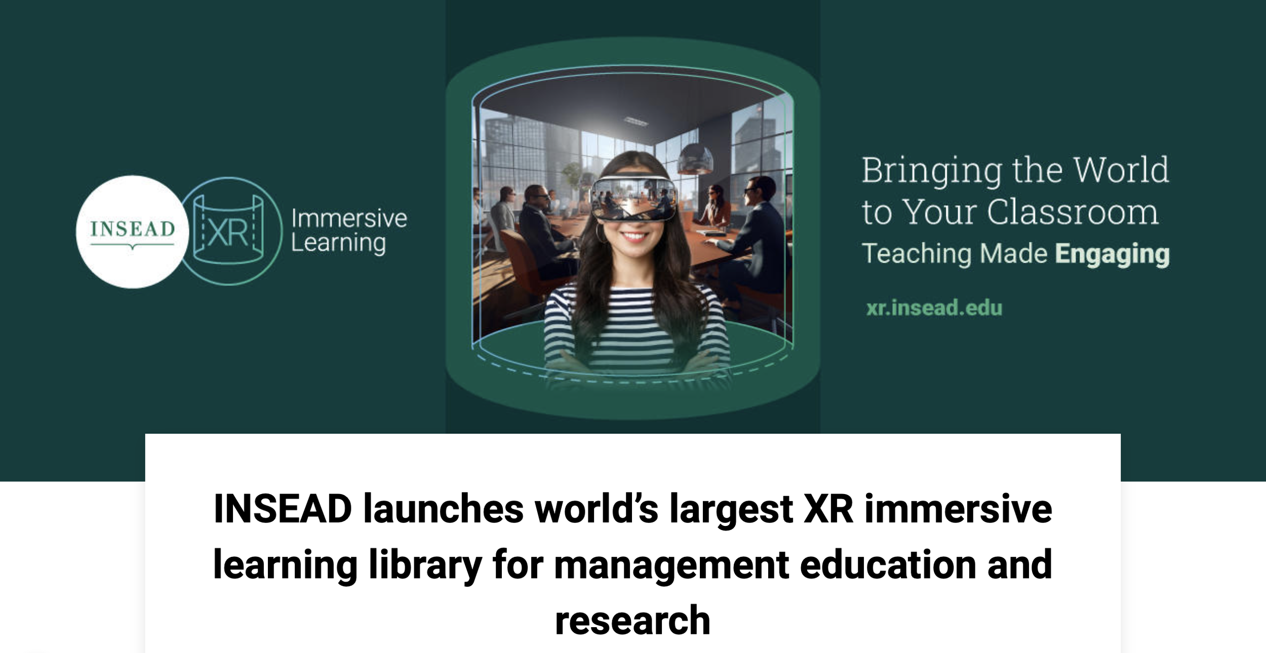 INSEAD furthers commitment to transform learning experience through partnership with XR-AI platform AVRIS