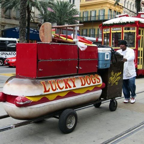 #canalstreet sightings! #luckydogsnola #hotdog #food #Nola #neworleans #streetcar #latergram #tradition #foodcart