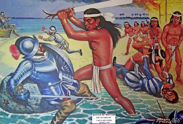 https://www.flickr.com/photos/bilwander/16546242180 Battle of Mactan. Painting by Manuel Pañares
