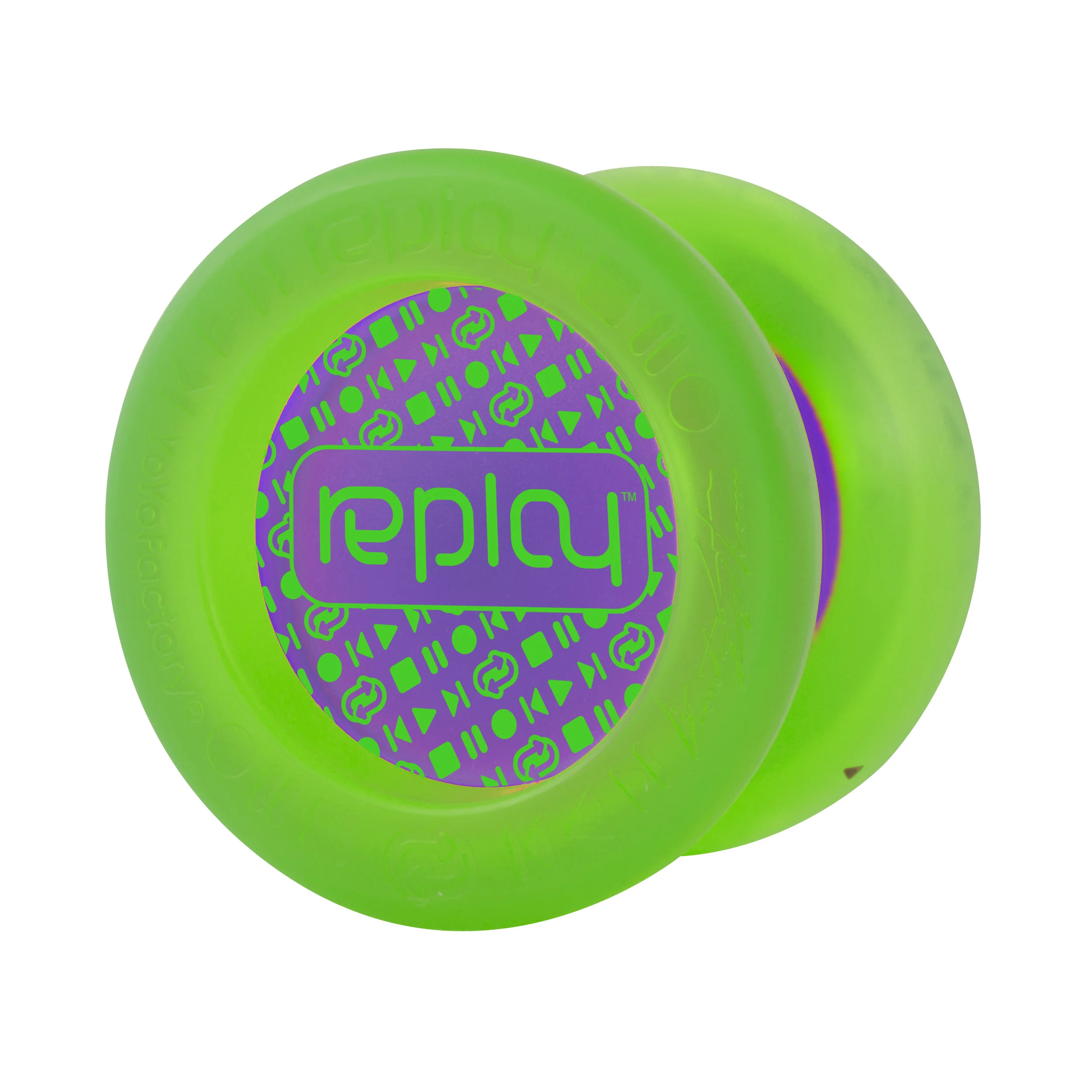 REPLAY UPC: 689076482103 Part #: 48210 Designed for World Yo-Yo Champion Gentry Stein, the Replay is a performance yoyo that anyone can use! Utilizing a modern shape combined with an easy to use responsive set-up, the Replay makes learning tricks easy, offers incredibly long spin times, and requires very little maintenance. When you are ready to take your skills to the next level, grab a Modern Performance Upgrade Kit and make the Replay competition ready!