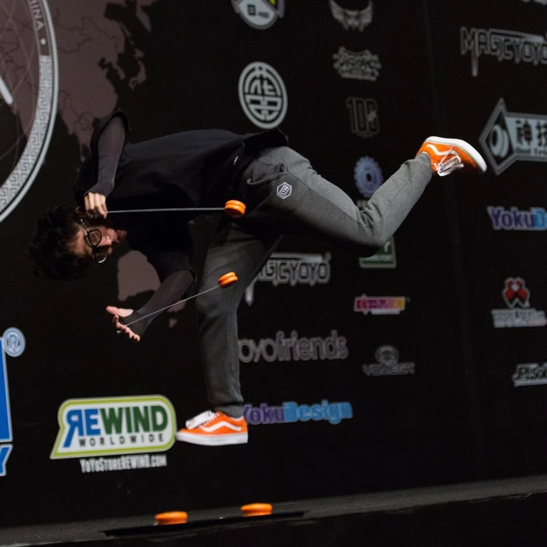 Shu landing an acrobatic trick, in Shanghai!