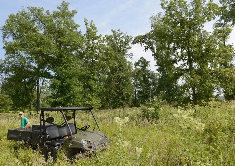 A view of the developing oak savanna at the Dixon Refuge. All-terrain vehicles (ATVs) are currently the only way to easily access this area. Photo by Gary Sullivan/TWI.