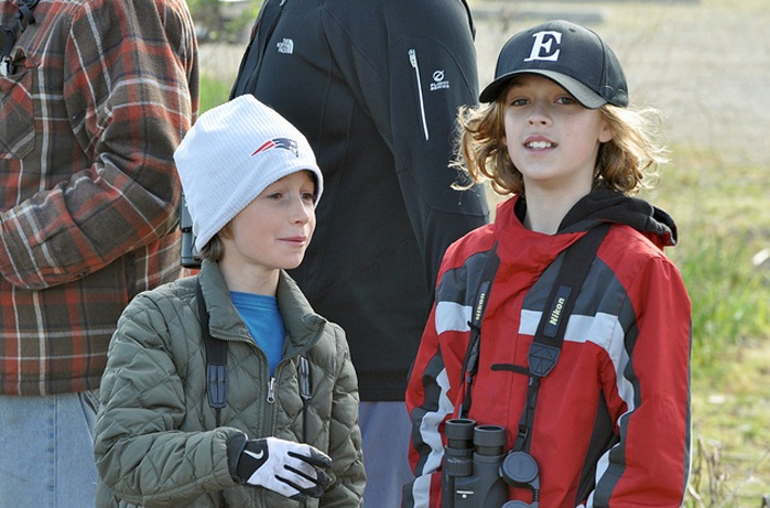 Two members of Illinois Young Birders enjoying their visit to Hennepin and Hopper Lakes. Photo by Matthew Cvetas.