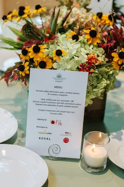 Floral centerpieces created by Pollen, whose owner used to do prairie restoration.