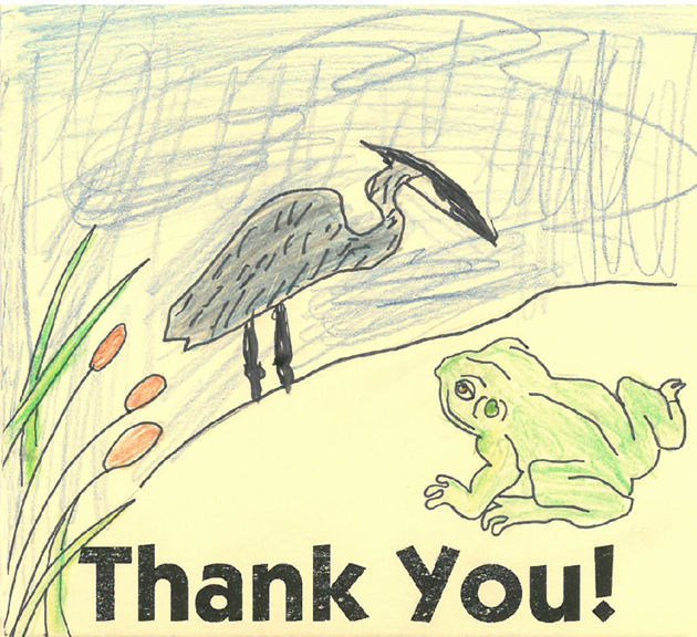 The homemade thank you card sent to TWI after Jill and Julie's February visit.