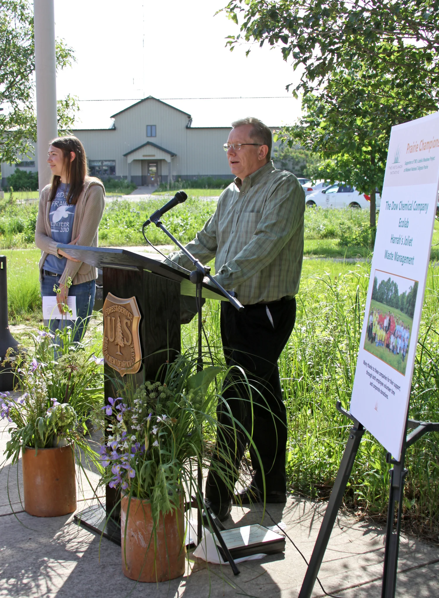 Wade Spang, Midewin Prairie Supervisor with the U.S. Forest Service, speaks during the Prairie Champions event.