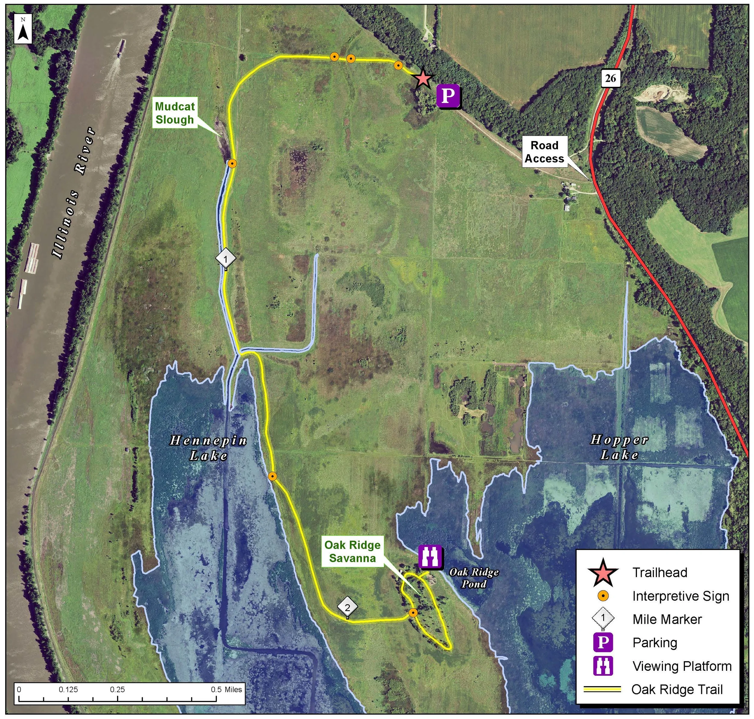 At nearly five miles round-trip, the Marquis Oak Ridge Trail is the longest route for hikers at the Refuge and the first bicycle-friendly trail.