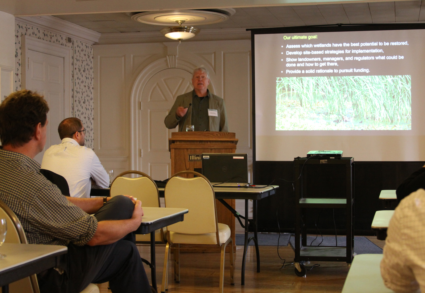 TWI Senior Ecologist Dr. Gary Sullivan presents during a conference session on hemi-marsh restoration in Chicago’s Calumet region. 