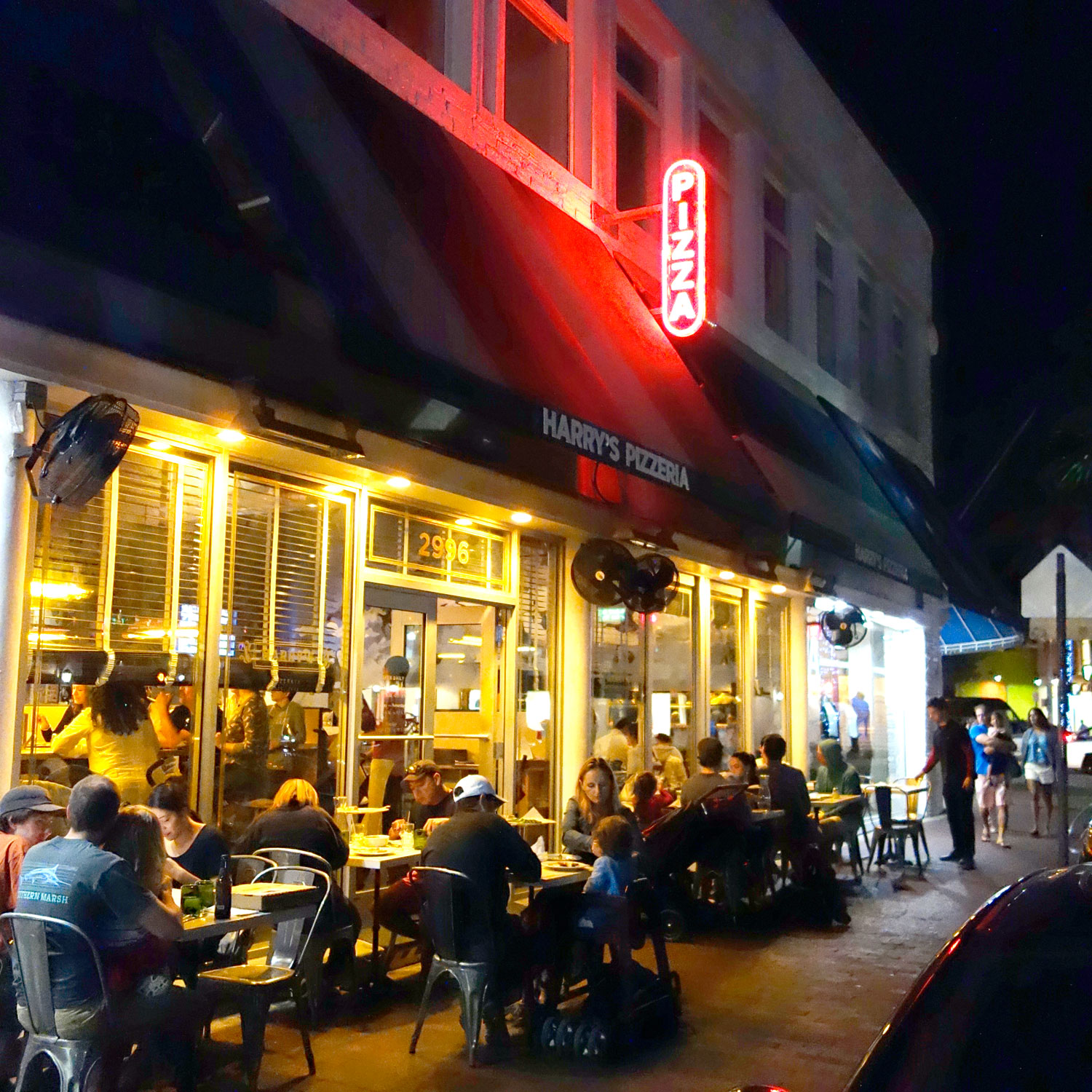 Harry's Coconut Grove exterior on a Sunday night