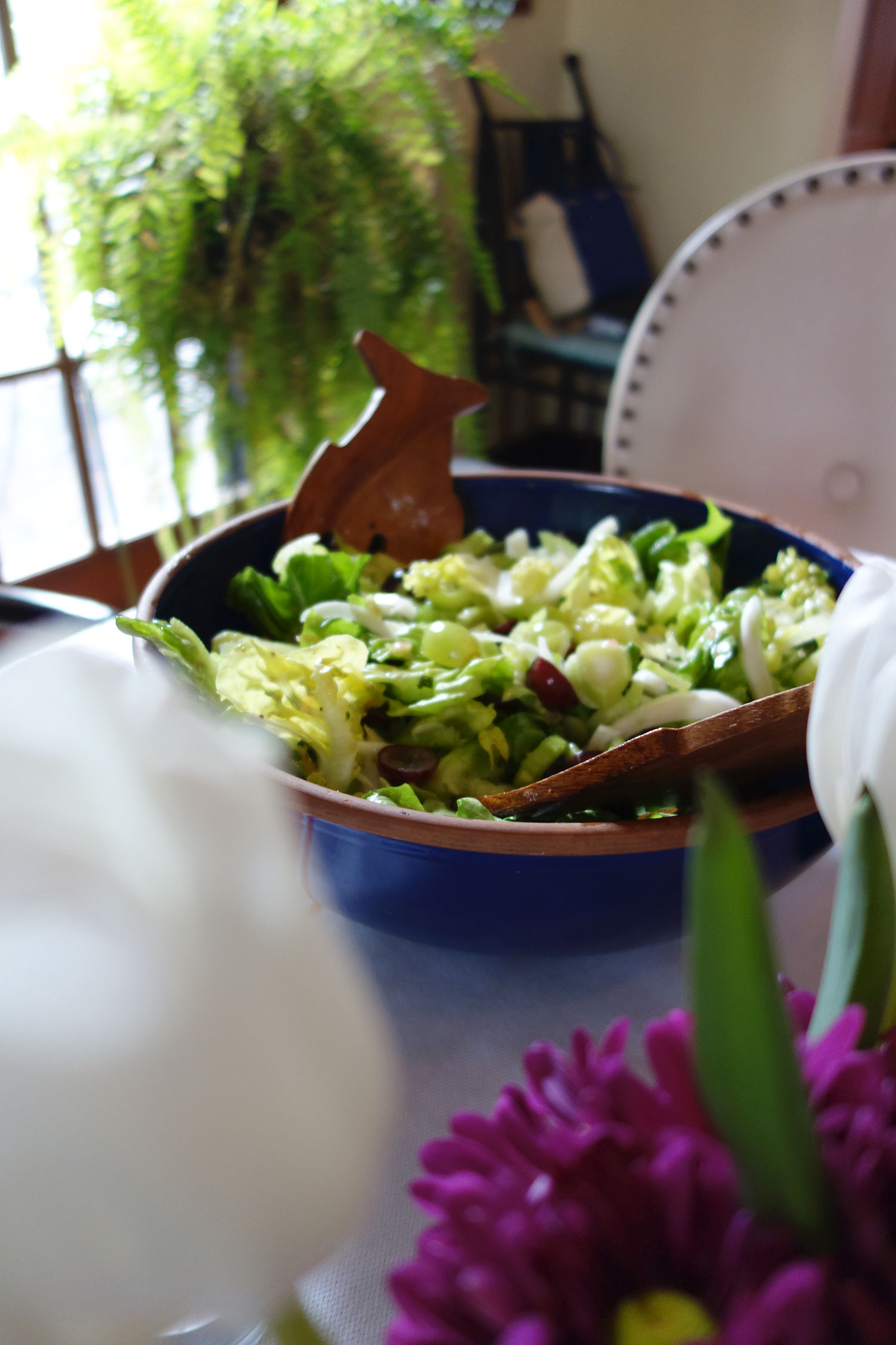 Boston lettuce with grapes, fennel, celery, scallion. It's bright and light.