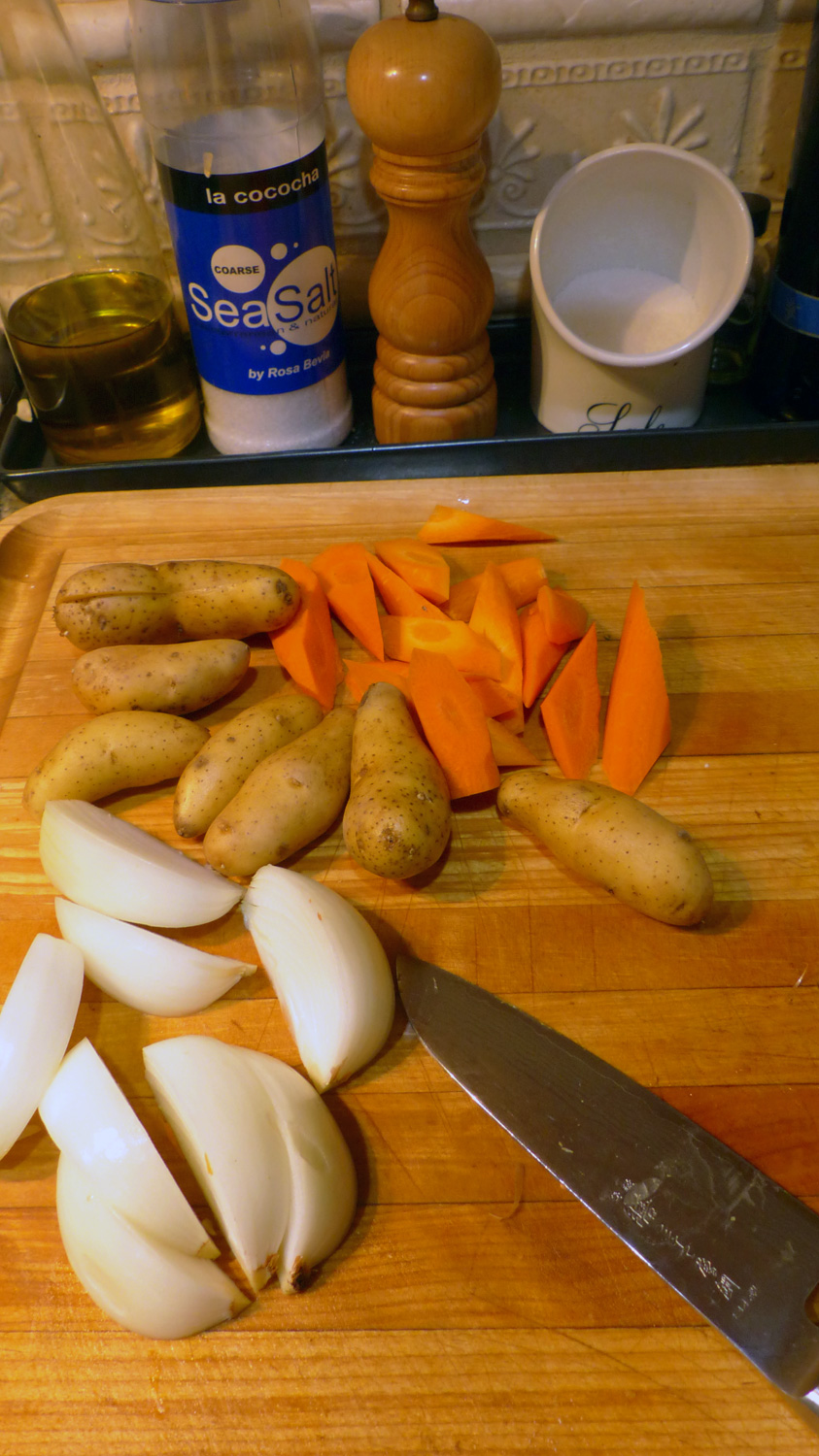 Vegetables cut and ready for the Magic 3 waiting in the background to perform their duties.