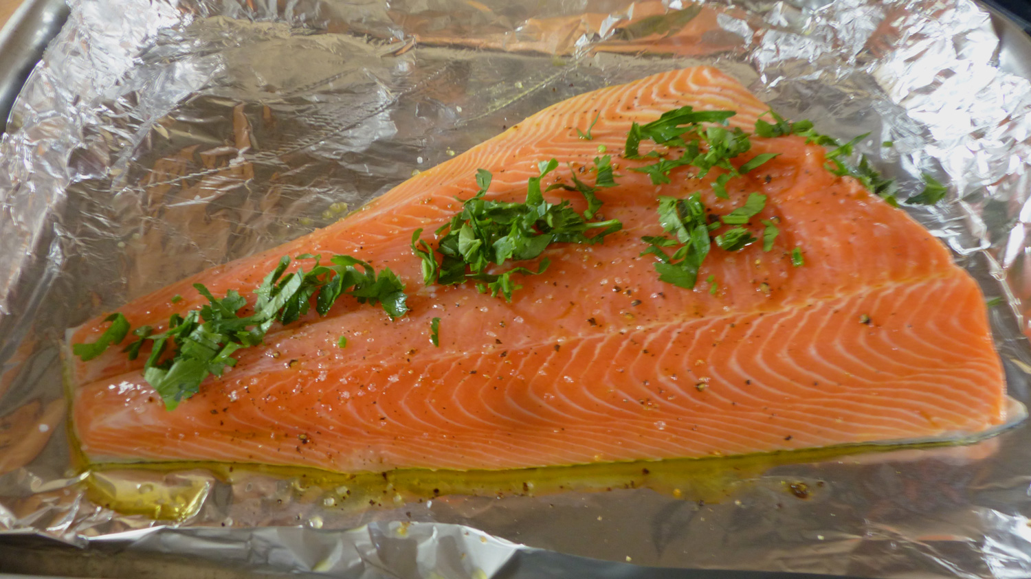 Salmon ready for roasting