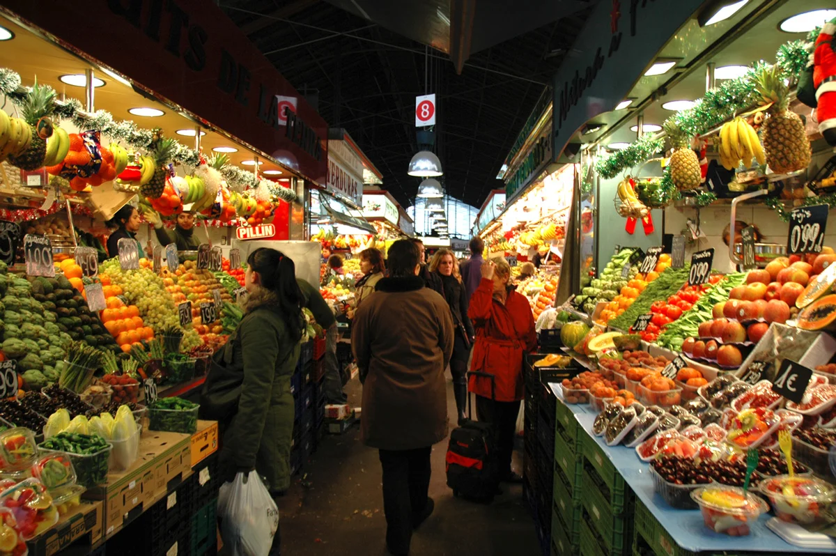 Fruits and vegetables in Barcelona's La Bocaqueria .