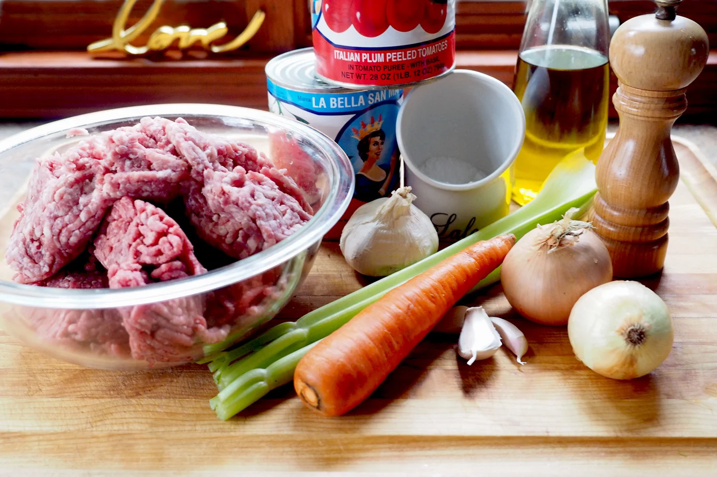 The main line up of ingredients