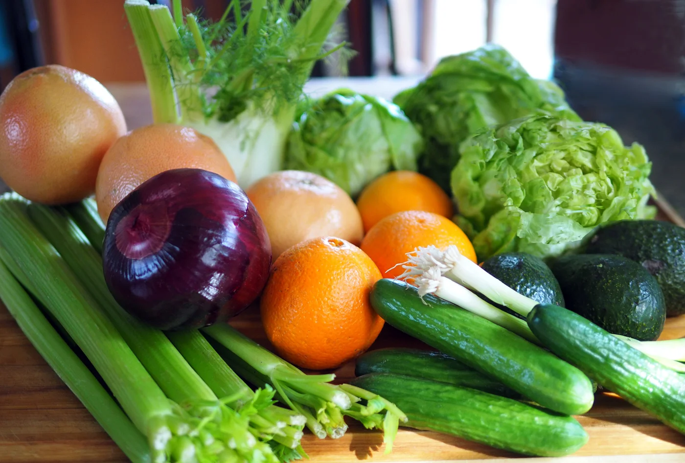 Your starting line up of glorious greens and oranges colors of nutritious, deliciousness.