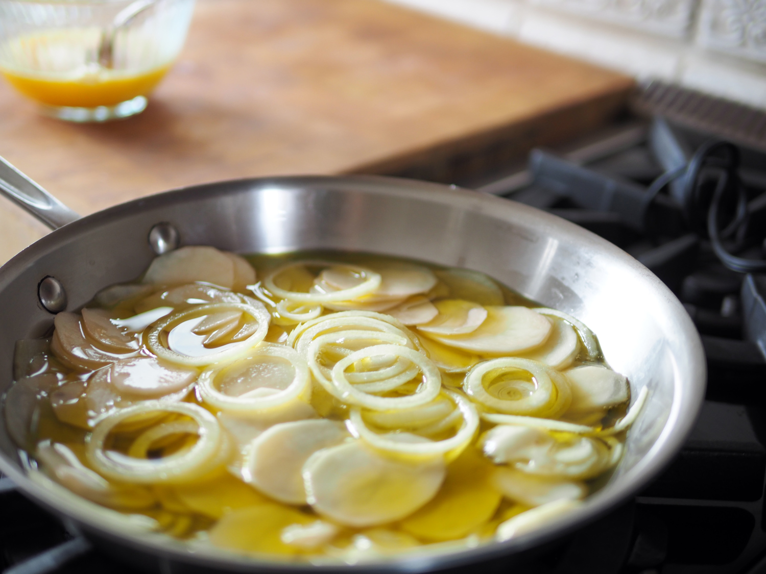 Slowly poaching away to a soft tenderness.