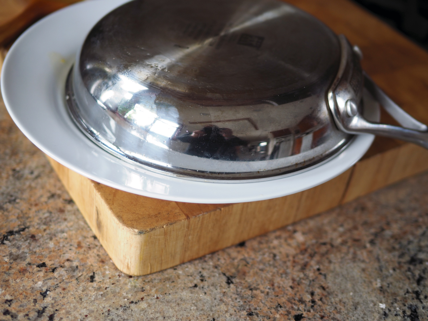 Then place the pan on top and flip it over.