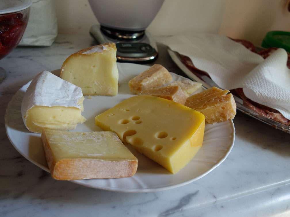 Cheese plate for dessert. My favorite kind of after dinner snack!!