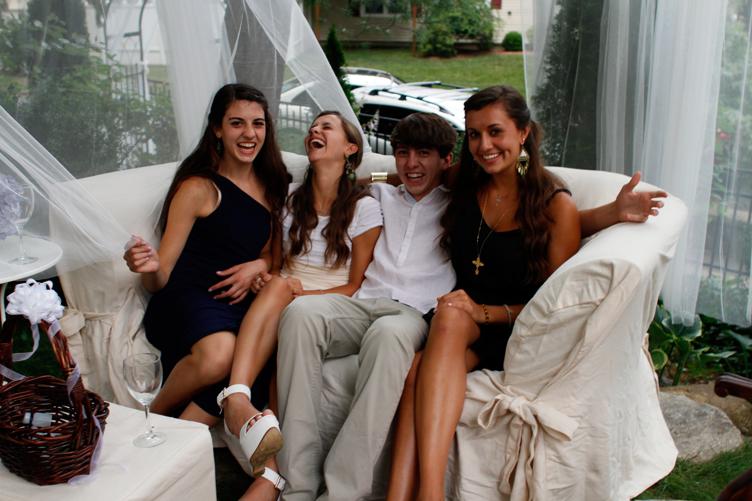 Cousins gathered together having a blast. Gianna, Michella, John and Gabrielle.