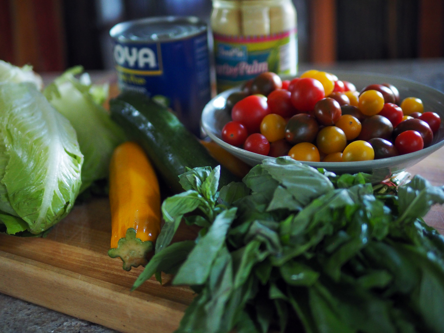 The abundance. Don't be fooled. That is only half the tomatoes and 1/3 of the basil I STILL HAVE!! (Plus some went into that ginormous soup. And don't forget to look at that beautiful blue bowl by Miller Pottery
