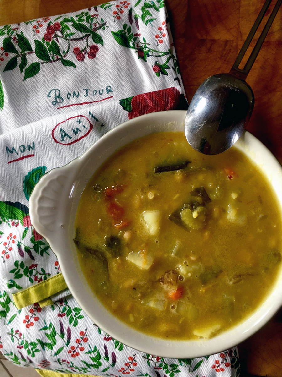 Hearty bean, potato and escarole soup similar style to my Kale, Potato soup, recipe below