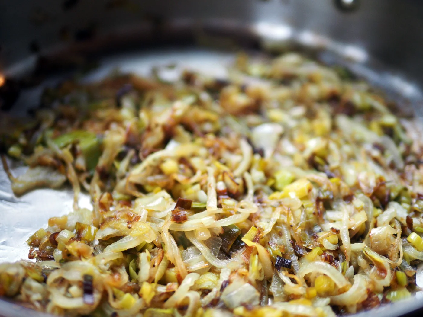 Sauté slowly until they are completely broken down and beautifully caramelized.