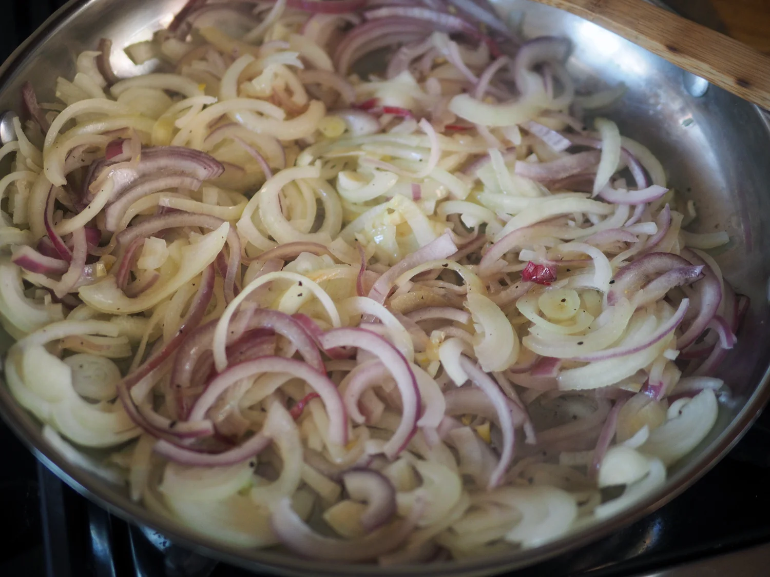 Just let the onions cook down a bit until slightly soft.