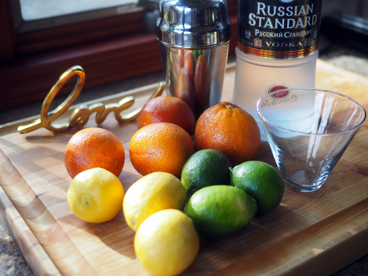 A mix of blood orange, lemons, limes, vodka and simple syrup.