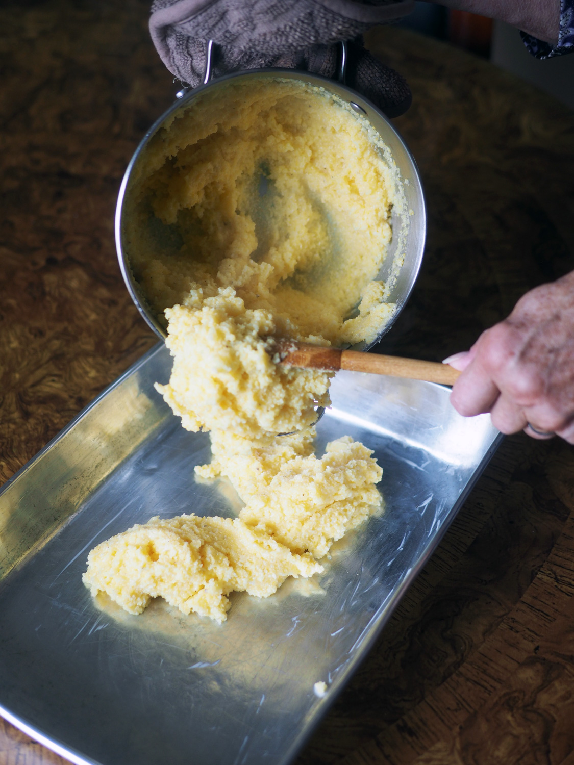 Since I was taking the photos, I enlisted my mom to help out with the action shots. It's fun cooking with her.