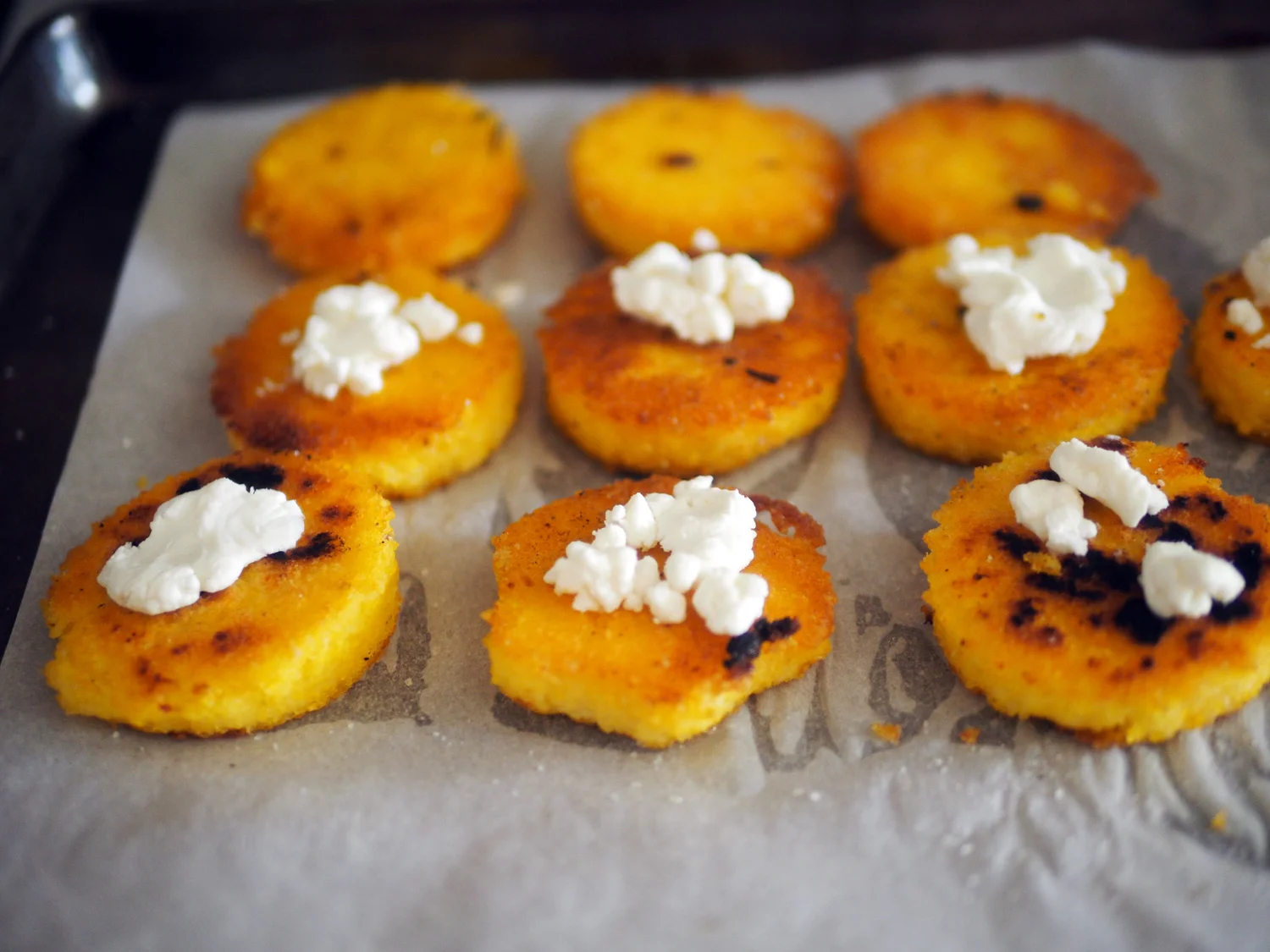 Little drops of goat cheese to add creaminess to the crunch,