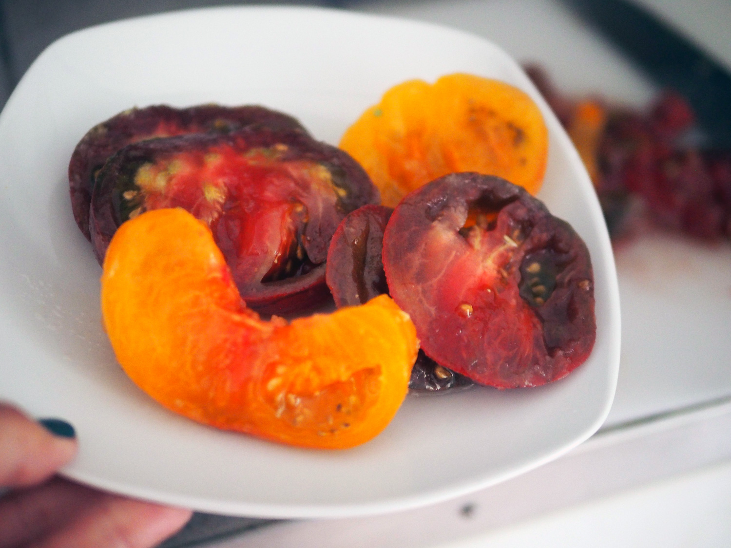 Leftover heirloom tomatoes from the night before...