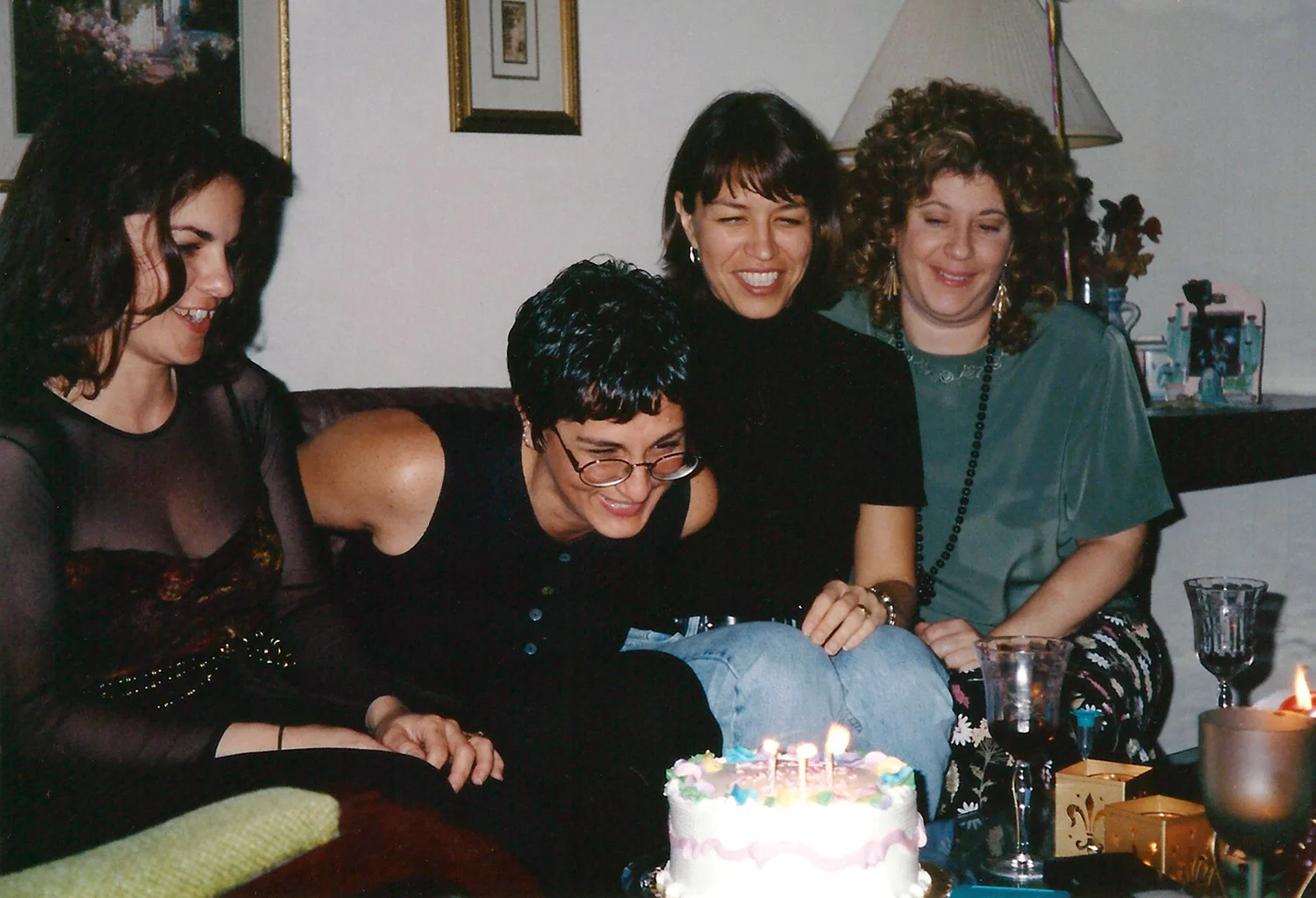 My dear friends: Kathy, who sadly is no longer with us, me, Emilce and Helene. Can I blow them out? Sure, I've got plenty of hot air.