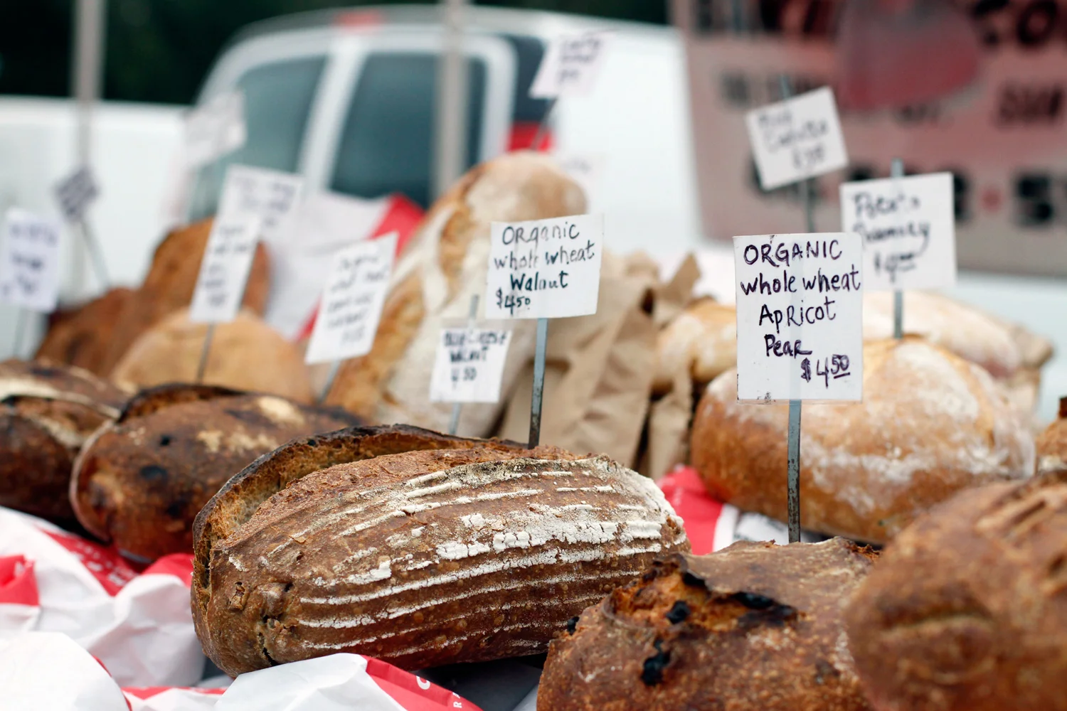Artisan bread at the market in Marin County, CA