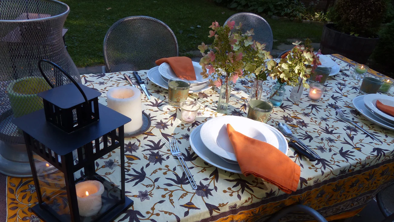 You can set the table and create warm vibes, or simply put dishes on the patio table.