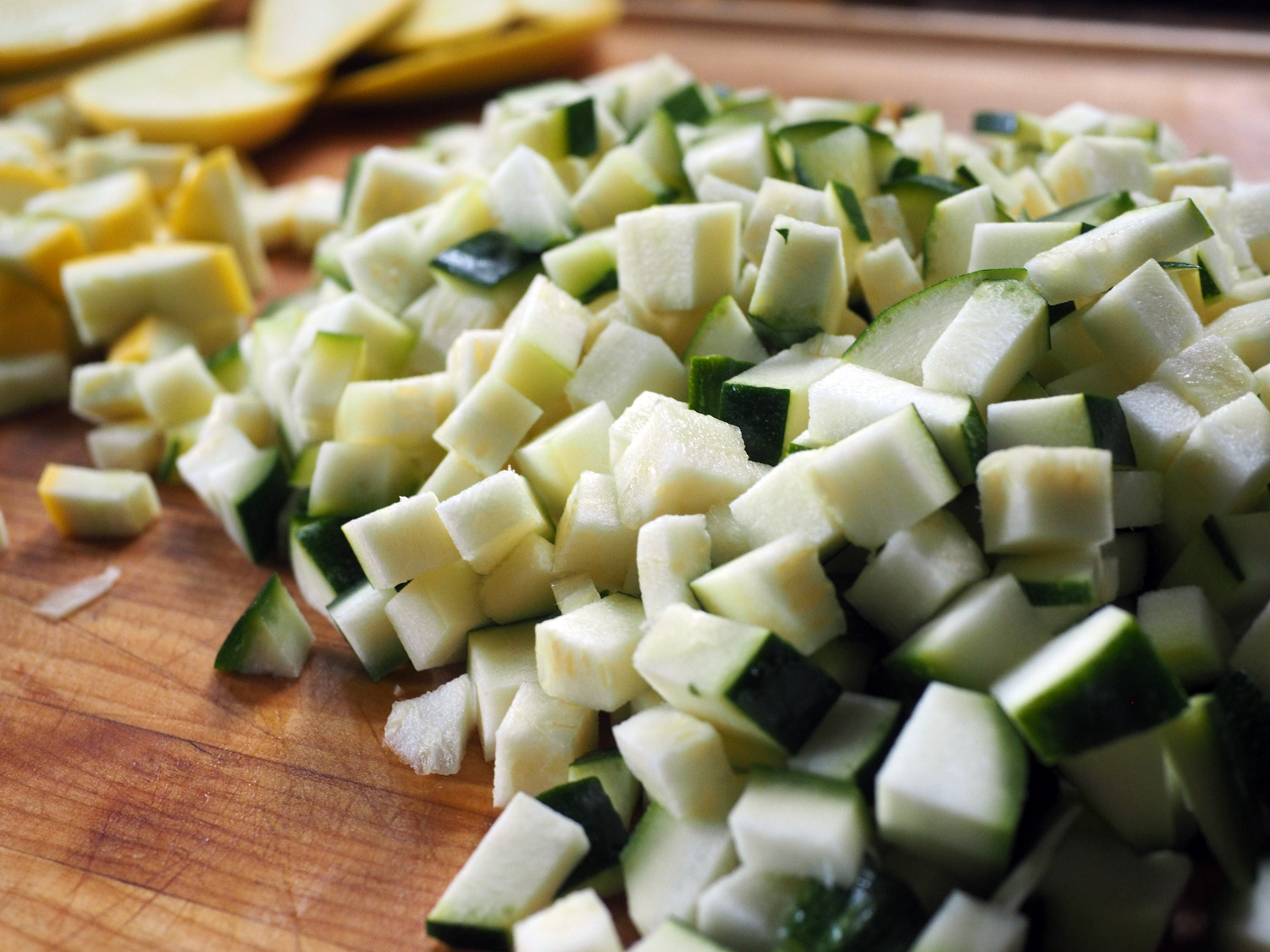 Zucchini cubed up