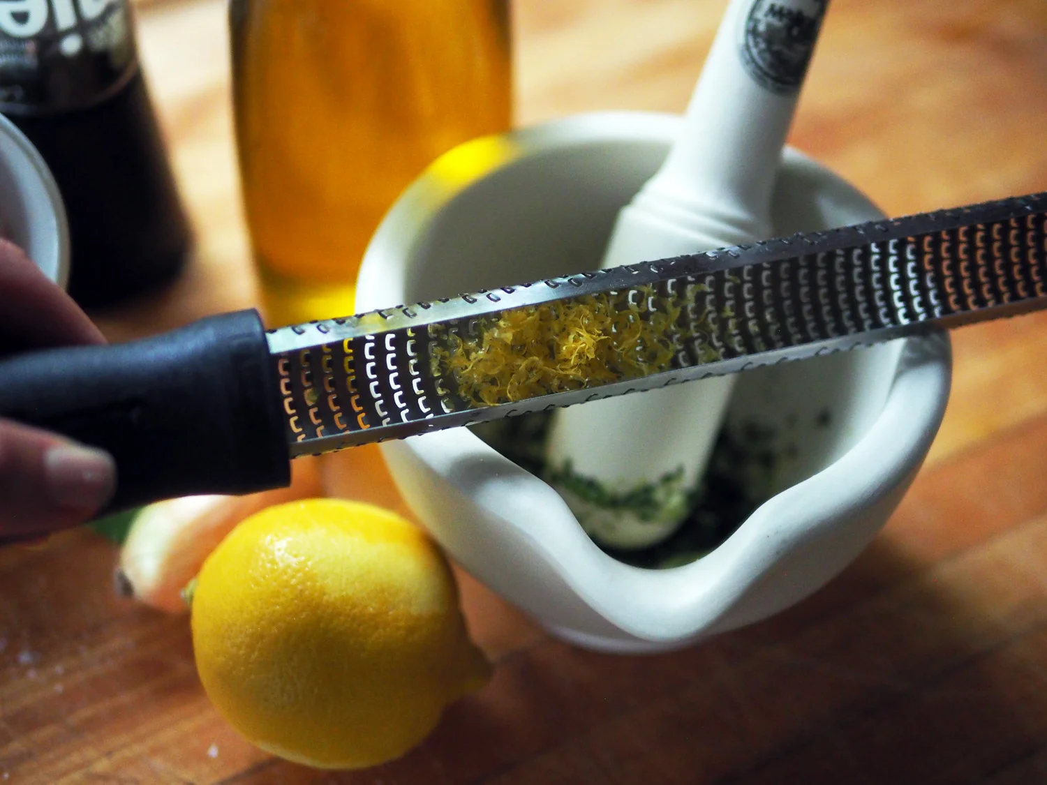 Lemon zest brightens and makes all the ingredients sing.