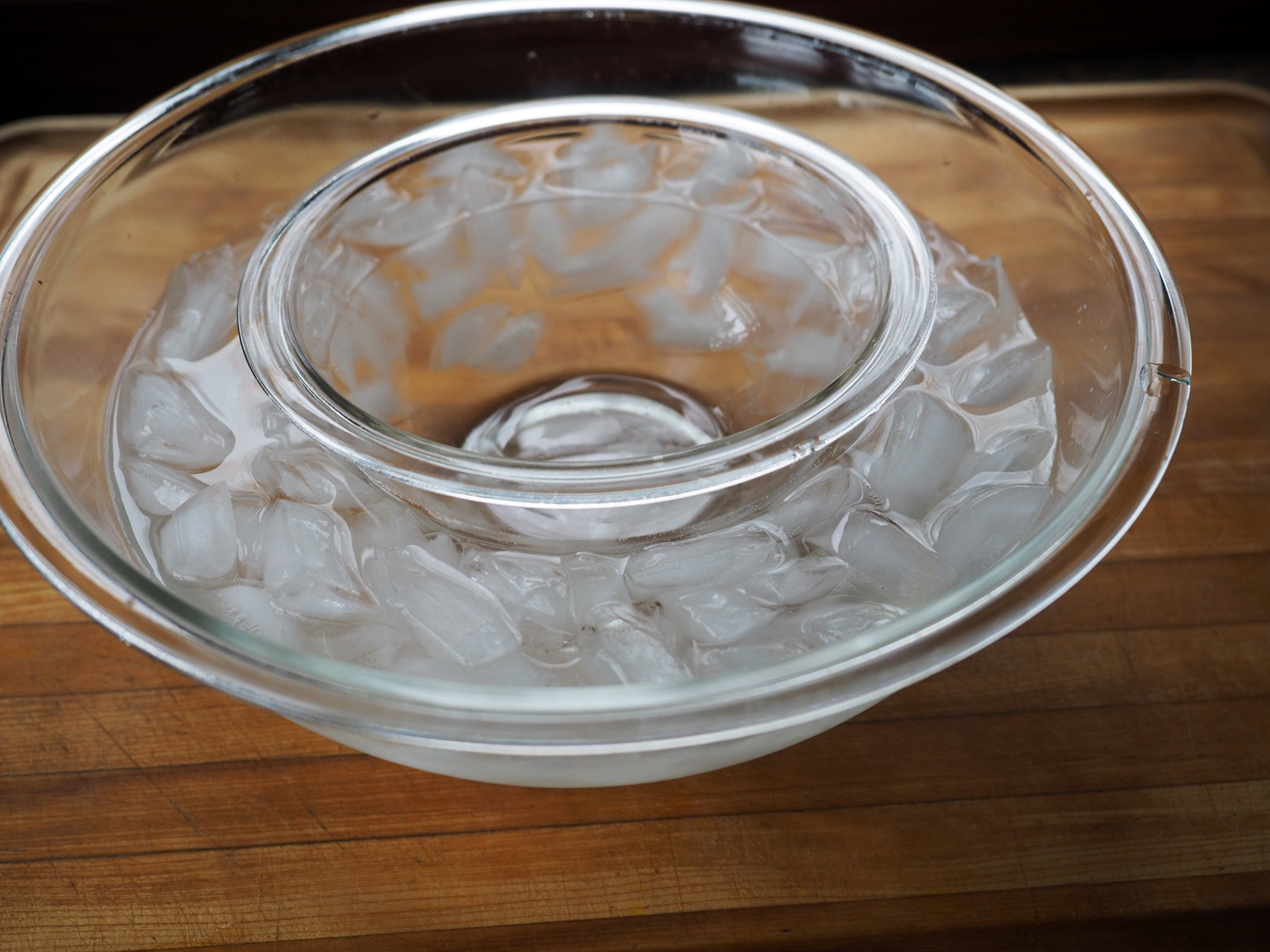 Nothing fancy, just a simple ice bath shocker to say ‘hey, no more cooking for you!’.