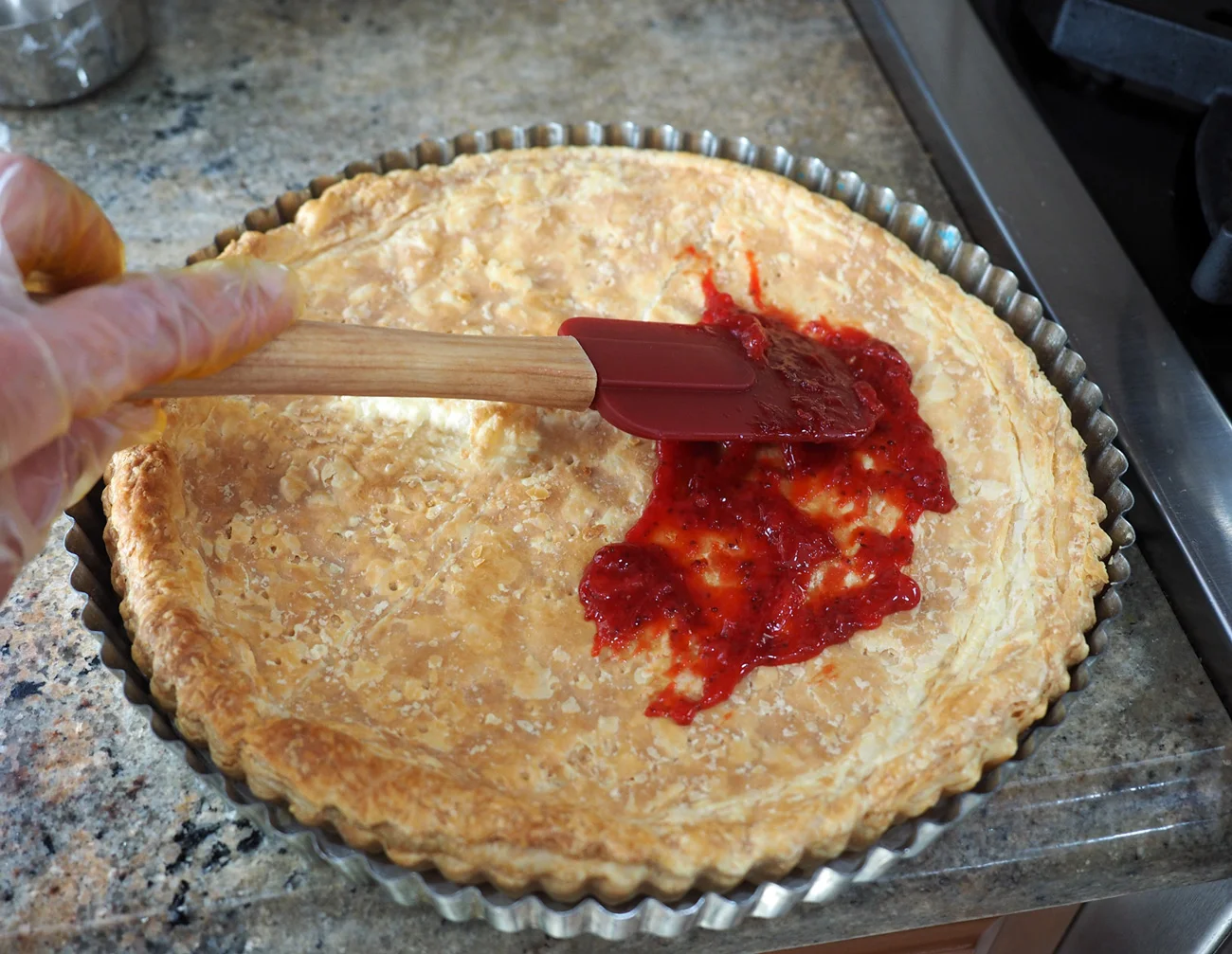 The puff pastry has a buttery flavor that adds richness to the overall dessert. Spreading just a small amount of strawberry jam gives another layer of flavor, and a tart and sweet component.