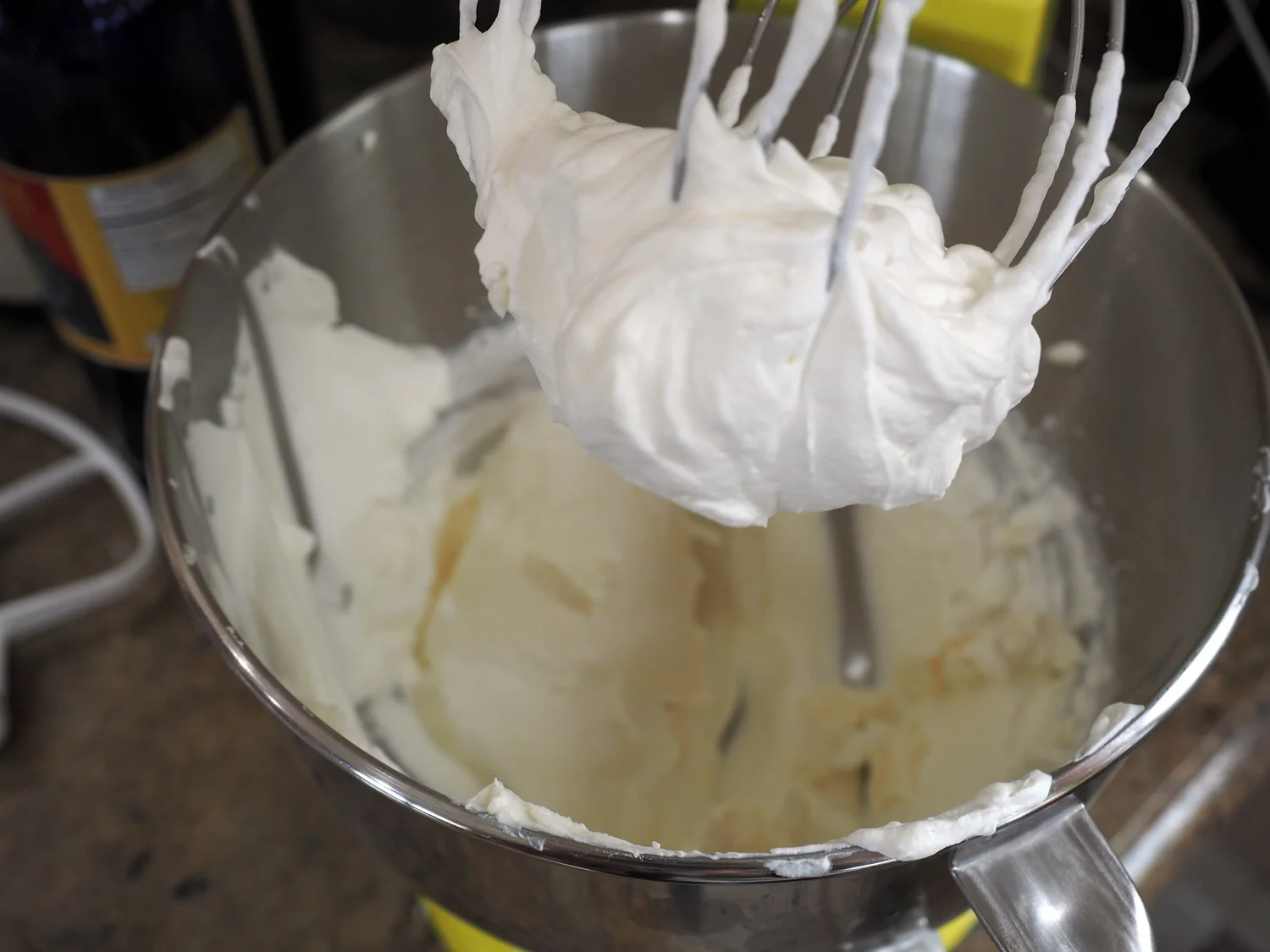 Whip a heavy cream. Traditionally, powdered sugar is added for sweetness. Not here. I only added orange zest to brighten the flavor.
