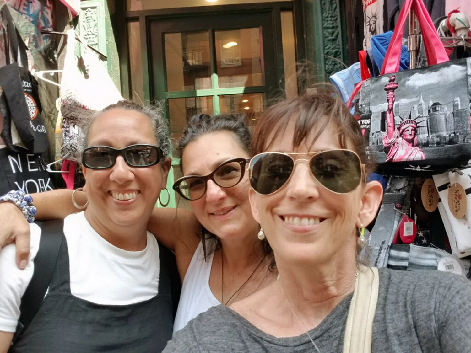 Friends for life: Dominique, Me and Dianne. AKA 3D. Smiles of well fed women looking for bargains. Photo credit: Dianne Guarino