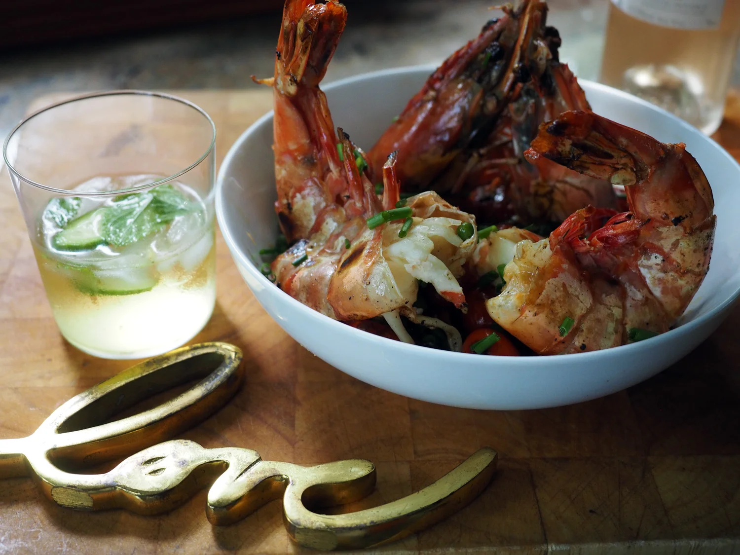 This cocktail paired with pretty much anything. Including langostinos with sautéd tomatoes & peas.
