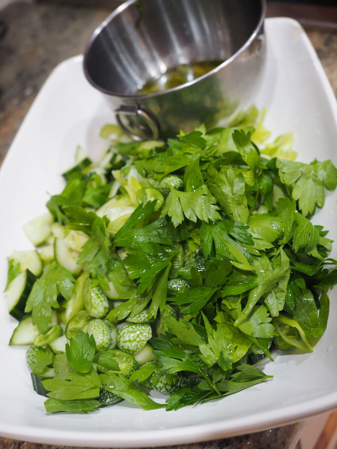 Whole parsley leaves are so refreshing in a salad. And when they actually ARE the main “lettuce” component, they really shine.