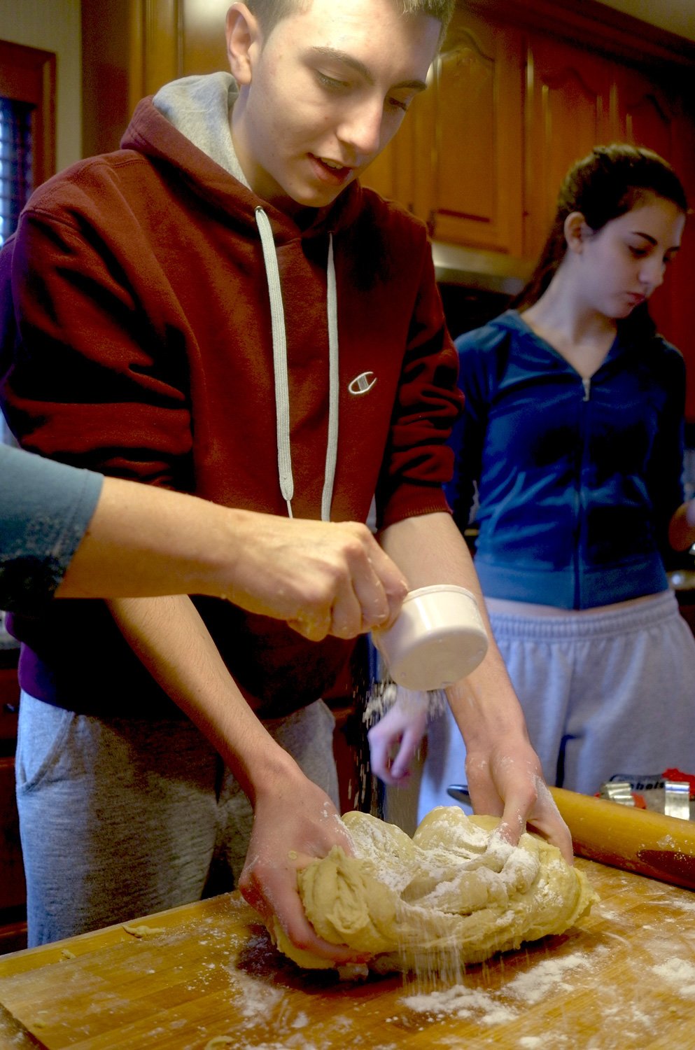  John kneading the dough until it’s smooth 