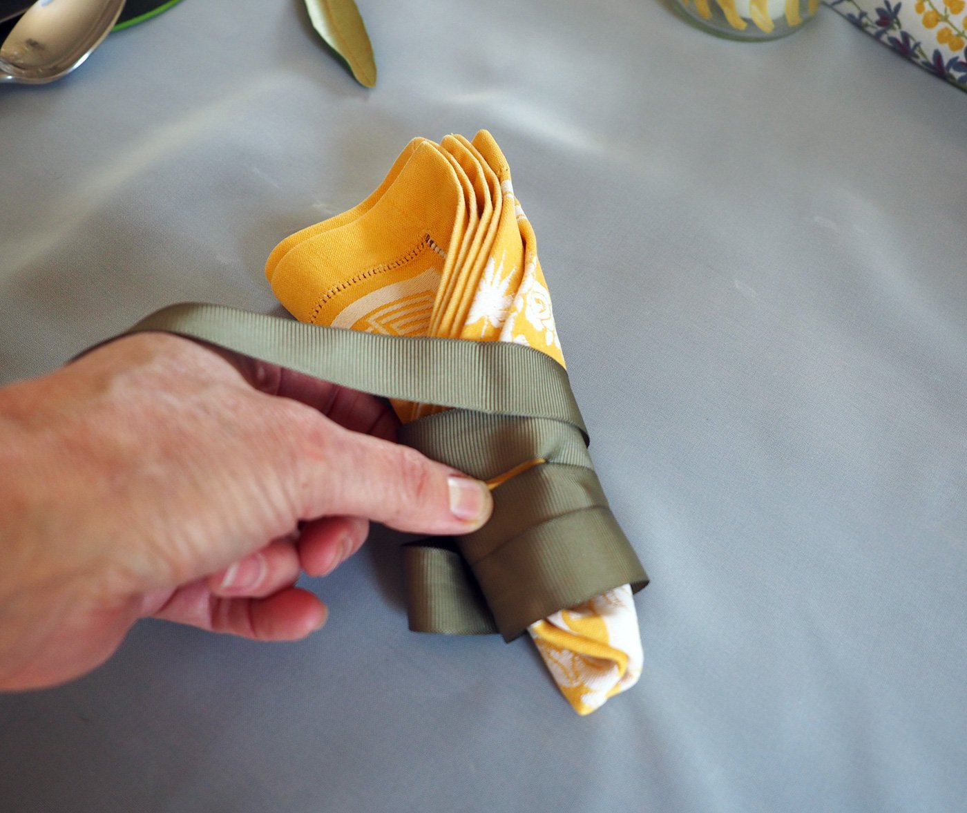Wrap the bottom portion to resemble a stem.